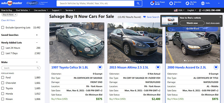 buy salvage cars online